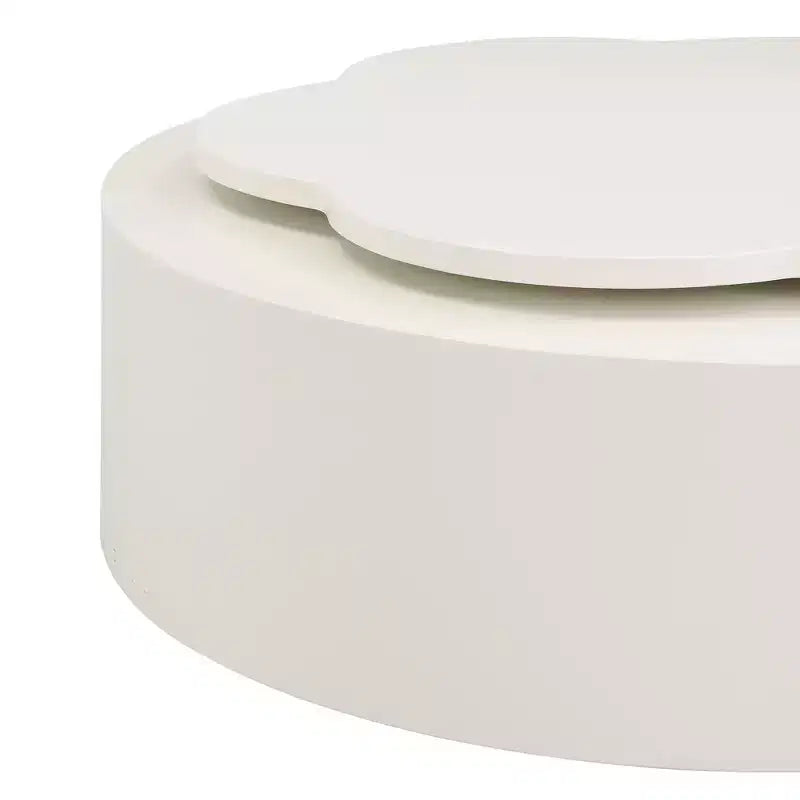 360 Rotatable Coffee Table Round Nesting Coffee Table with Flower Top & 2 Drawers, Accent Table Cocktail Table End Table Side Table