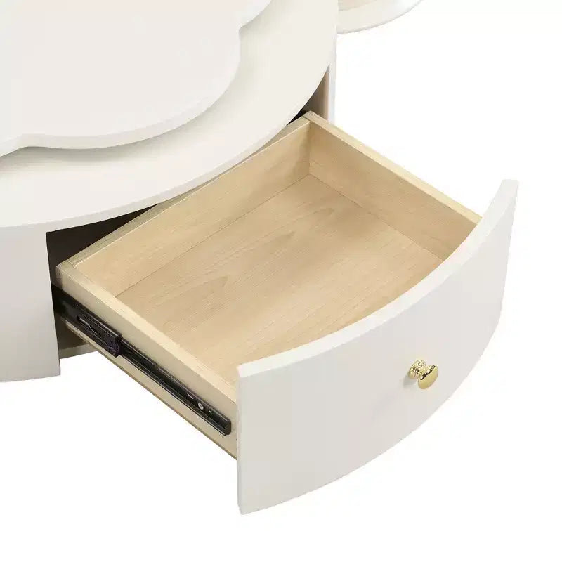 360 Rotatable Coffee Table Round Nesting Coffee Table with Flower Top & 2 Drawers, Accent Table Cocktail Table End Table Side Table