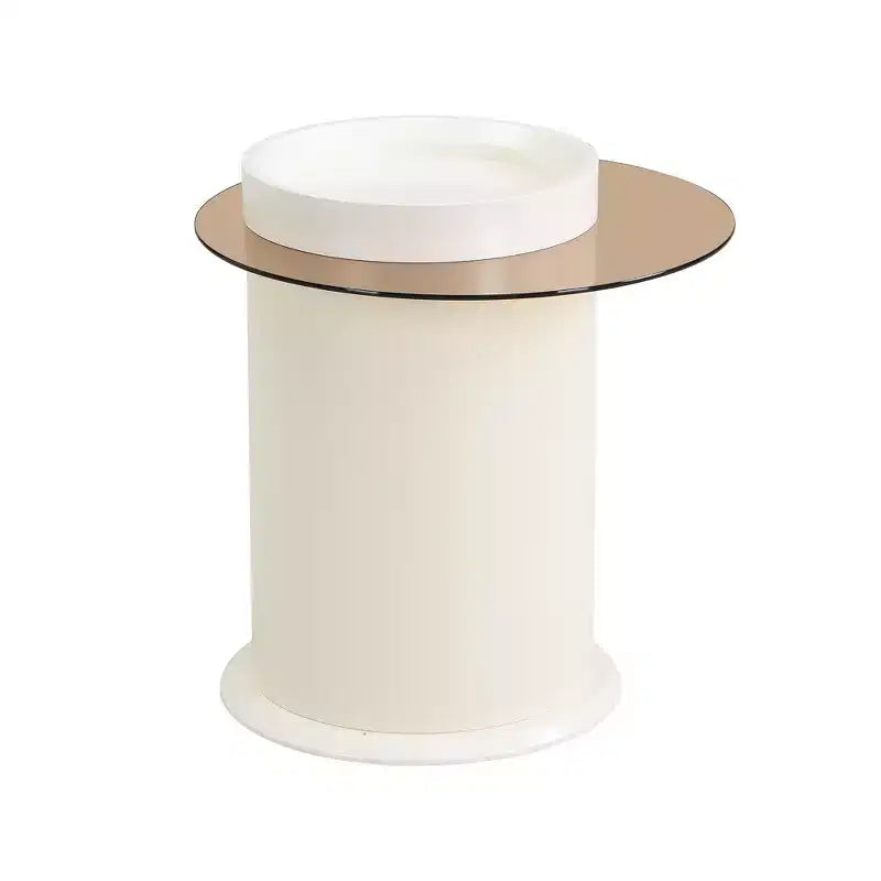 360 Rotatable Coffee Table Round Nesting Coffee Table with Flower Top & 2 Drawers, Accent Table Cocktail Table End Table Side Table
