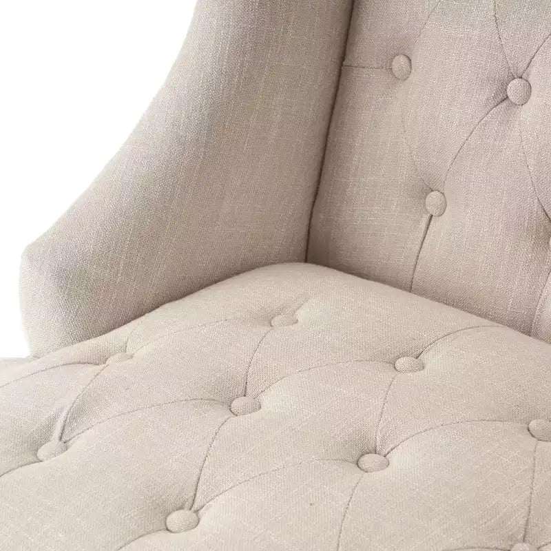Elegant Accent Chair Button-Tufted Living Room Chair with Upholstered Cushion Club Chair with Wood Legs High Back for Reading Room Bedroom, Beige