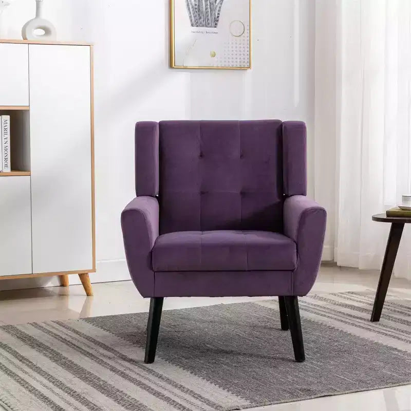 Accent Chairs for Bedroom, Modern Soft Leather Material Ergonomics Accent Chair Living Room Chair, with Black Legs For Indoor Home