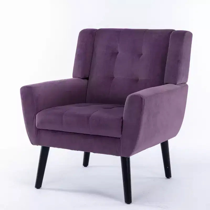 Accent Chairs for Bedroom, Modern Soft Leather Material Ergonomics Accent Chair Living Room Chair, with Black Legs For Indoor Home