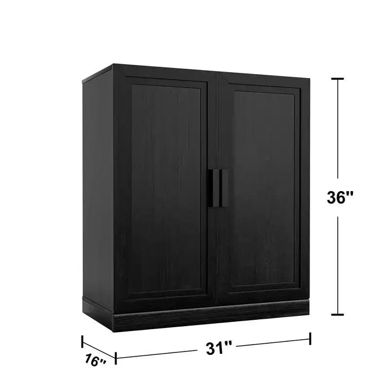 36x124x16 Wood Accent Cabinet in Black, Storage Organizer with Adjustable Shelves for Kitchen Bedroom Entryway Living Room Dinning Room