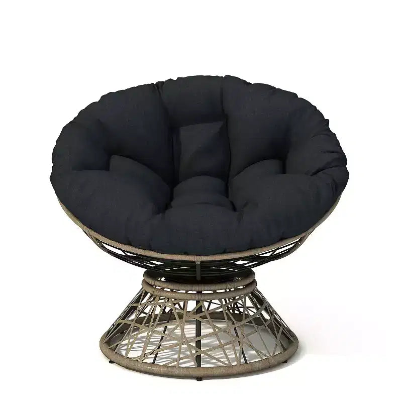Modern Accent Chair Swivel, 41.5 Ergonomic Wicker Chair with Cloud Thick Density Fabric Cushion, 3-proof Cover, High Capacity Iron Frame
