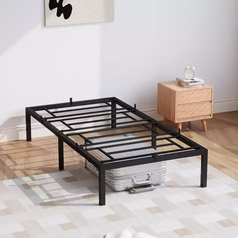 Bed Frame without Headboard, Metal Platform Bed Frame with 12.8 Under Bed Storage, Metal Slats Support, No Box Spring Needed