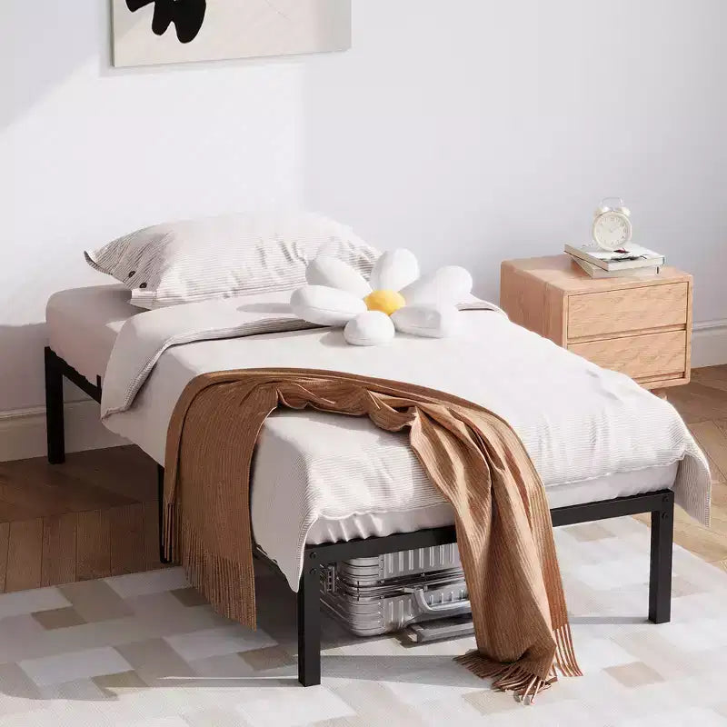 Bed Frame without Headboard, Metal Platform Bed Frame with 12.8 Under Bed Storage, Metal Slats Support, No Box Spring Needed