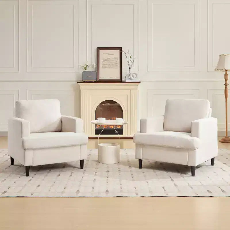 Poltrona Moderna con Rivestimento in Lino, Poltroncina Imbottita con Gambe in Legno, Comoda Poltrona per Soggiorno, Camera da Letto, Sala Lettura, Ufficio