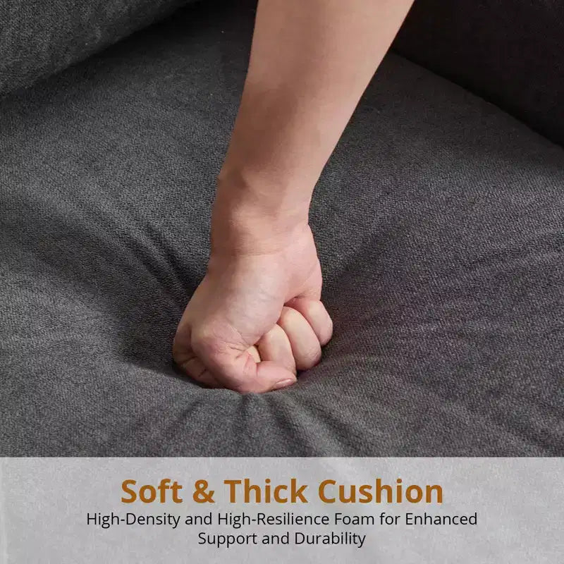 Poltrona Moderna con Rivestimento in Lino, Poltroncina Imbottita con Gambe in Legno, Comoda Poltrona per Soggiorno, Camera da Letto, Sala Lettura, Ufficio