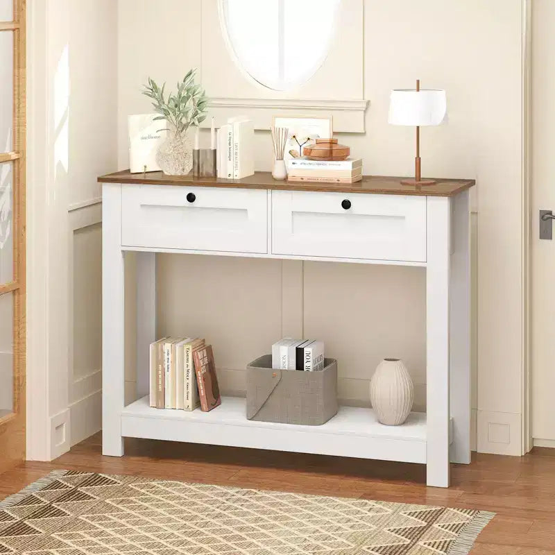 Console Table with 2 Drawers 42 Long Entryway Table with Storage Shelf