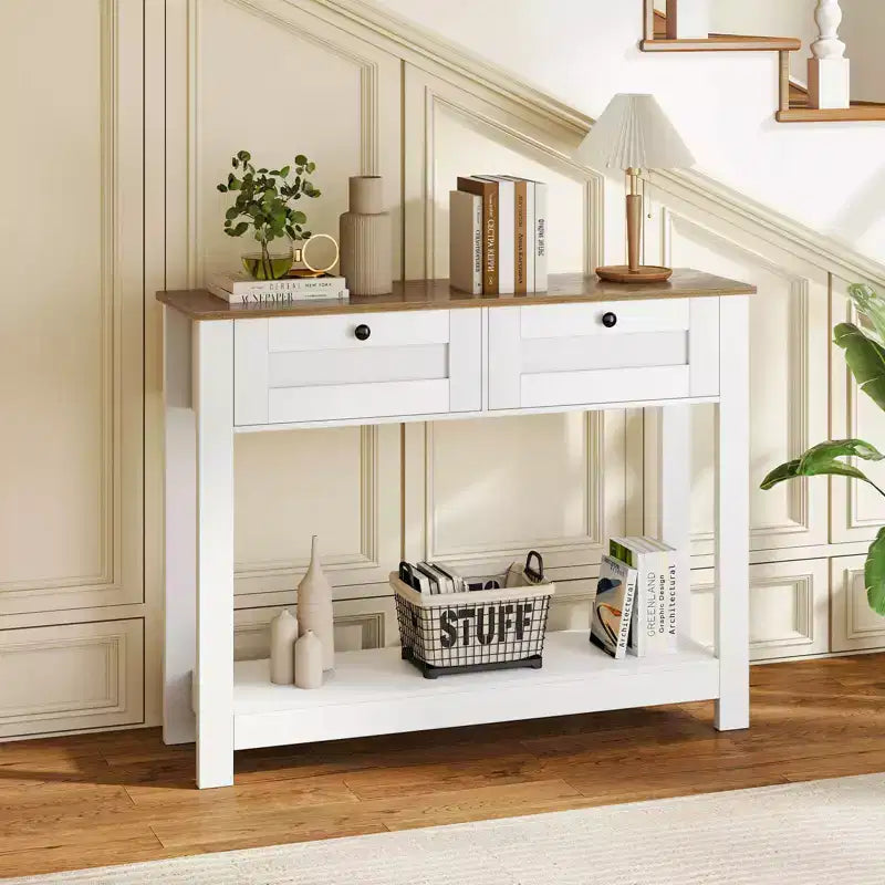 Console Table with 2 Drawers 42 Long Entryway Table with Storage Shelf