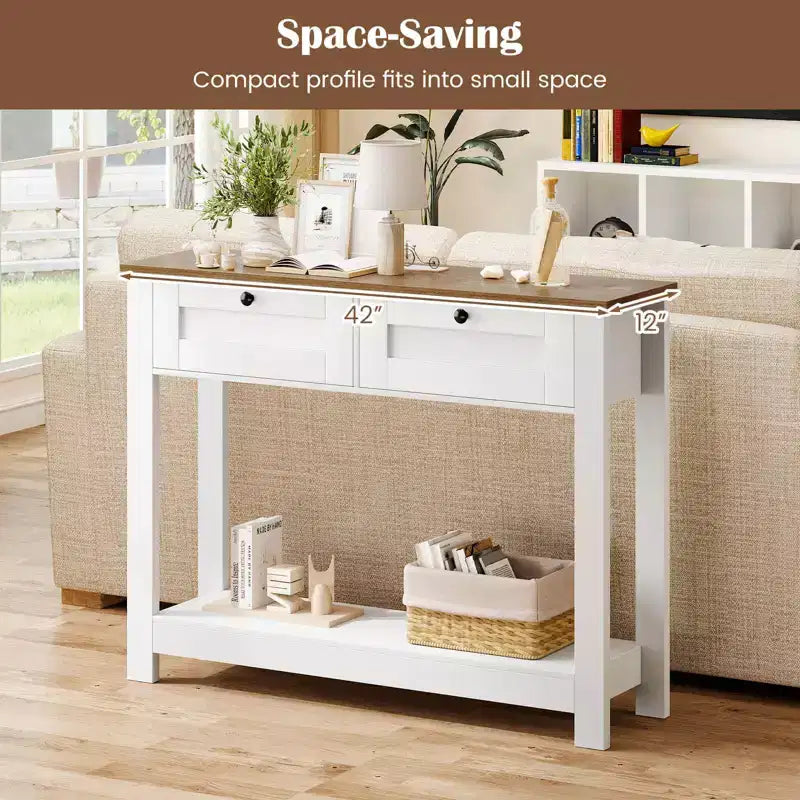 Console Table with 2 Drawers 42 Long Entryway Table with Storage Shelf