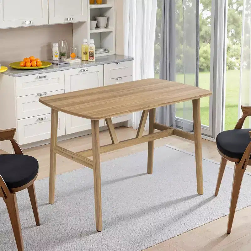 47in Modern Rectangular Wood Dining Table Metal Frame Fits 4-6 People for Kitchen Dining Room Dark Walnut
