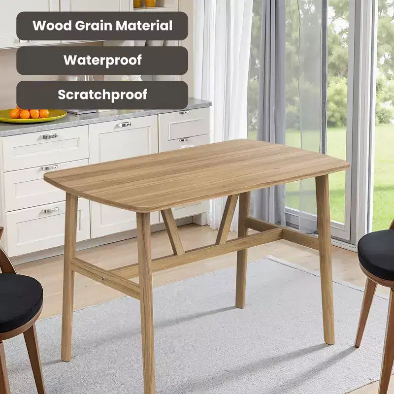 47in Modern Rectangular Wood Dining Table Metal Frame Fits 4-6 People for Kitchen Dining Room Dark Walnut