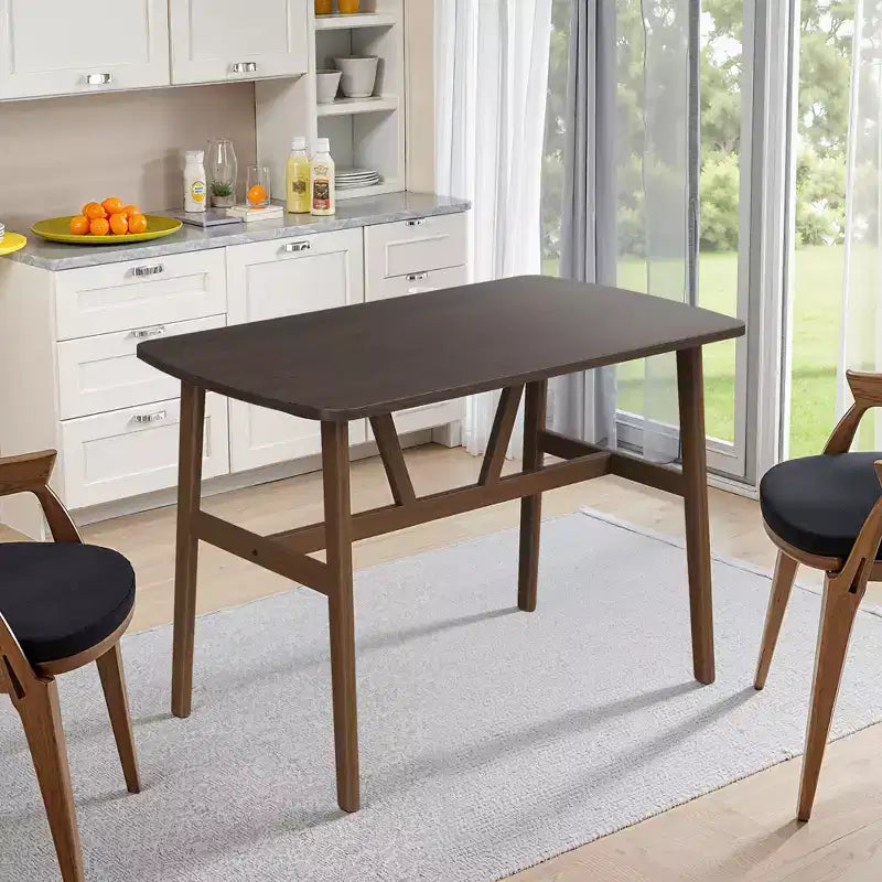 47in Modern Rectangular Wood Dining Table Metal Frame Fits 4-6 People for Kitchen Dining Room Dark Walnut