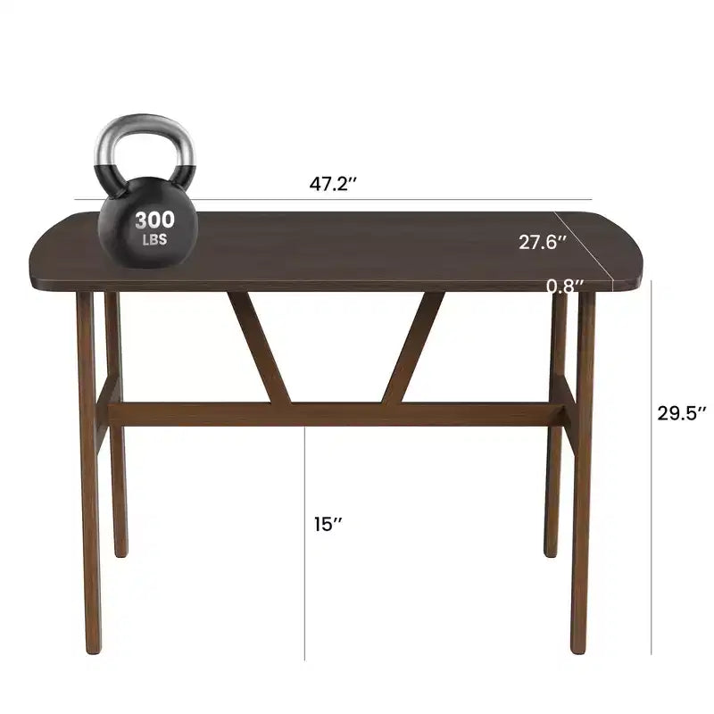 47in Modern Rectangular Wood Dining Table Metal Frame Fits 4-6 People for Kitchen Dining Room Dark Walnut