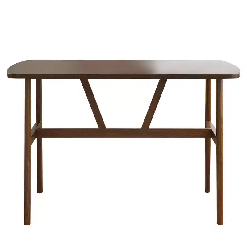 47in Modern Rectangular Wood Dining Table Metal Frame Fits 4-6 People for Kitchen Dining Room Dark Walnut