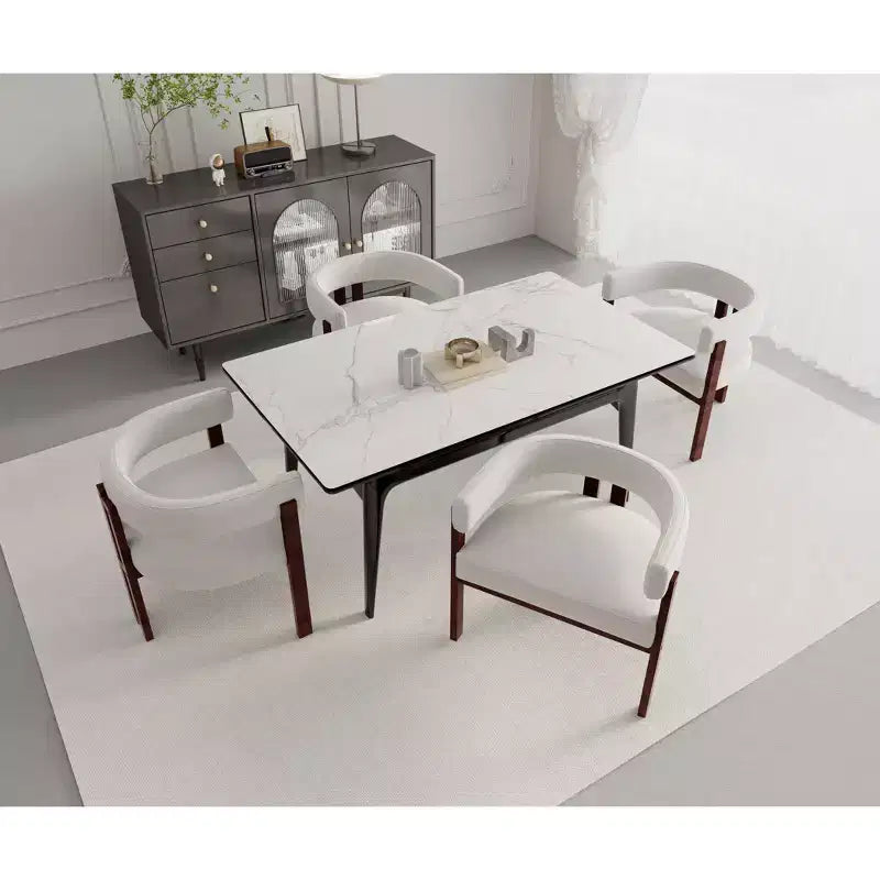 47in Modern Rectangular Wood Dining Table Metal Frame Fits 4-6 People for Kitchen Dining Room Dark Walnut