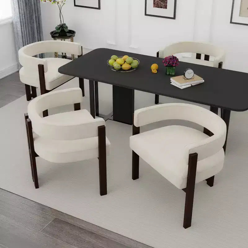 47in Modern Rectangular Wood Dining Table Metal Frame Fits 4-6 People for Kitchen Dining Room Dark Walnut