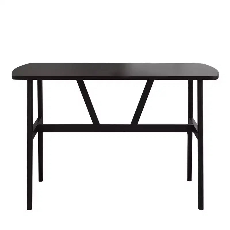47in Modern Rectangular Wood Dining Table Metal Frame Fits 4-6 People for Kitchen Dining Room Dark Walnut