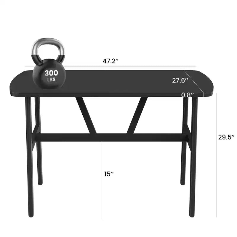 47in Modern Rectangular Wood Dining Table Metal Frame Fits 4-6 People for Kitchen Dining Room Dark Walnut