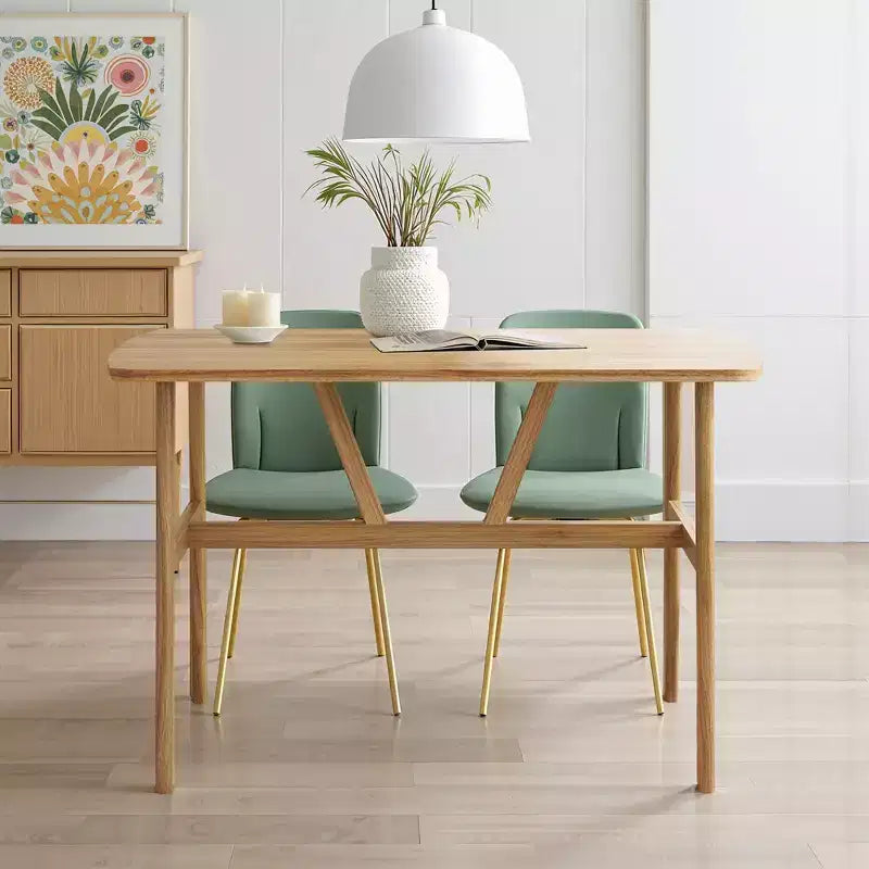 47in Modern Rectangular Wood Dining Table Metal Frame Fits 4-6 People for Kitchen Dining Room Dark Walnut