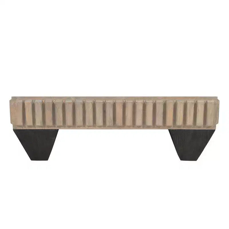 Tokyo Inspired 36 Inch Square Mango Wood Coffee Table-Handcrafted with Elegant Sandblasted Gray Finish and Tapered Legs