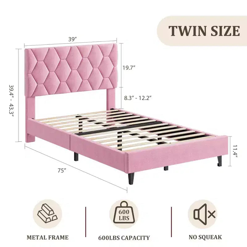 Upholstered Platform Bed Frame with Adjustable Headboard  Heavy-Duty, Noise-Free, No Box Spring Needed