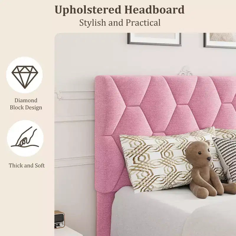 Upholstered Platform Bed Frame with Adjustable Headboard  Heavy-Duty, Noise-Free, No Box Spring Needed