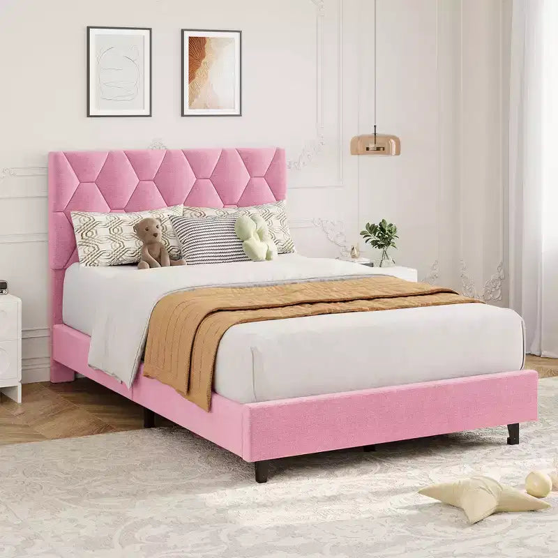Upholstered Platform Bed Frame with Adjustable Headboard  Heavy-Duty, Noise-Free, No Box Spring Needed