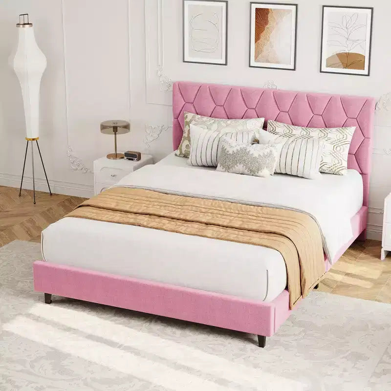 Upholstered Platform Bed Frame with Adjustable Headboard  Heavy-Duty, Noise-Free, No Box Spring Needed