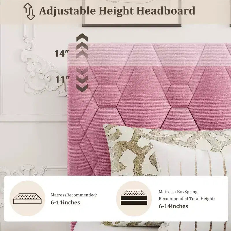 Upholstered Platform Bed Frame with Adjustable Headboard  Heavy-Duty, Noise-Free, No Box Spring Needed