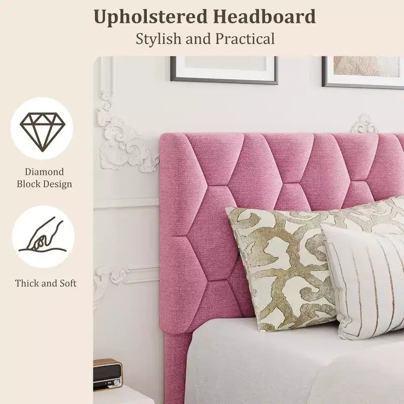 Upholstered Platform Bed Frame with Adjustable Headboard  Heavy-Duty, Noise-Free, No Box Spring Needed