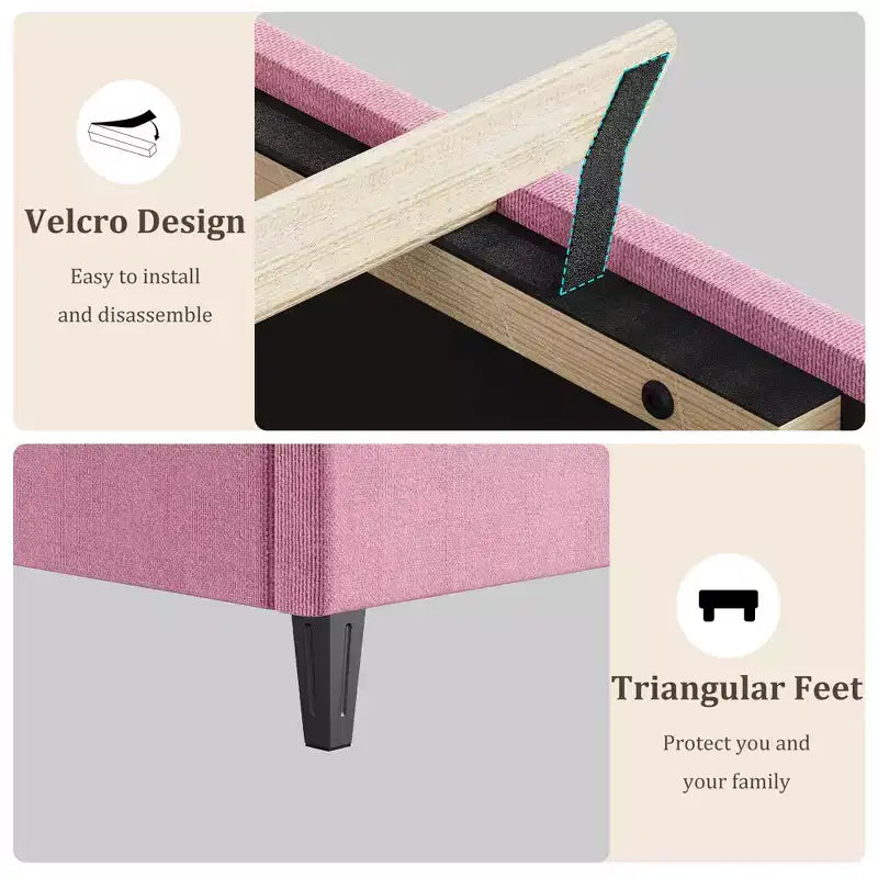 Upholstered Platform Bed Frame with Adjustable Headboard  Heavy-Duty, Noise-Free, No Box Spring Needed