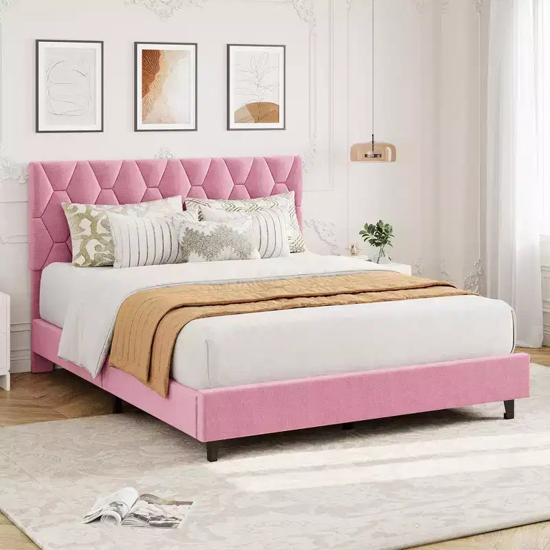 Upholstered Platform Bed Frame with Adjustable Headboard  Heavy-Duty, Noise-Free, No Box Spring Needed