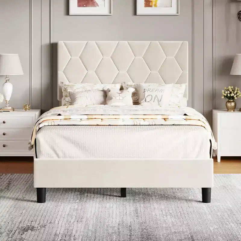 Upholstered Platform Bed Frame with Adjustable Headboard  Heavy-Duty, Noise-Free, No Box Spring Needed