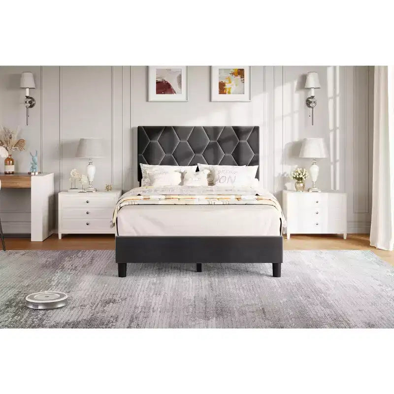 Upholstered Platform Bed Frame with Adjustable Headboard  Heavy-Duty, Noise-Free, No Box Spring Needed