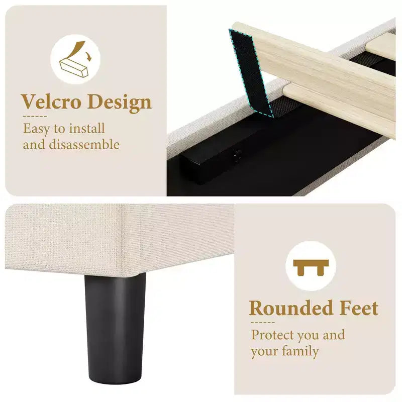 Upholstered Platform Bed Frame with Adjustable Headboard  Heavy-Duty, Noise-Free, No Box Spring Needed