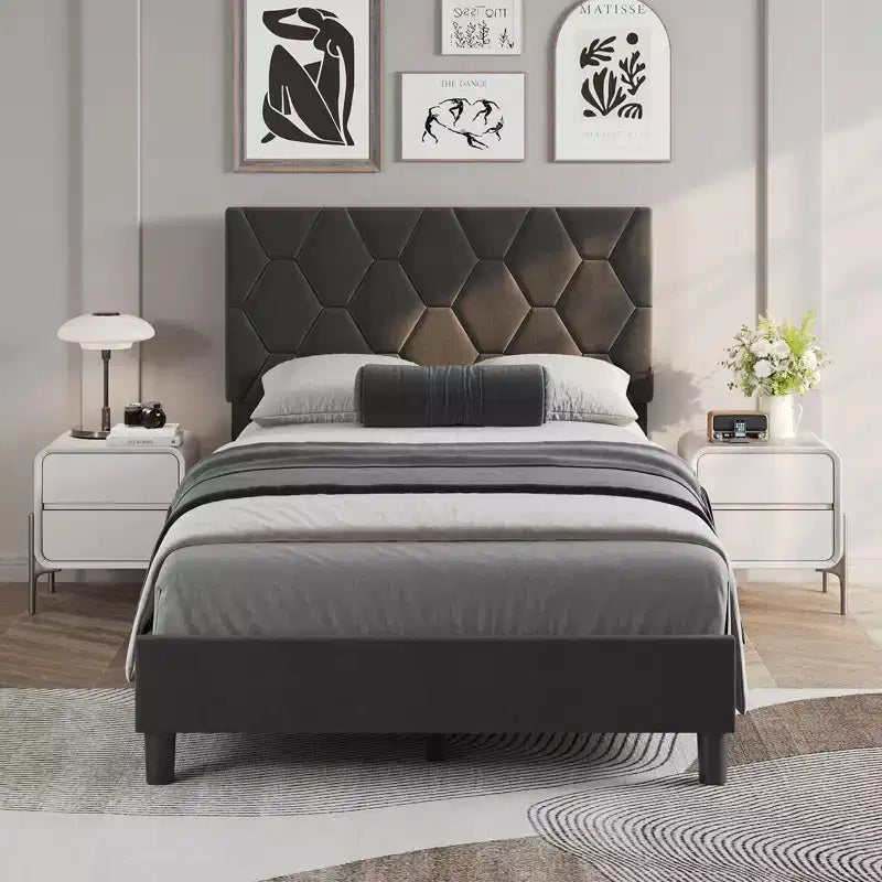 Upholstered Platform Bed Frame with Adjustable Headboard  Heavy-Duty, Noise-Free, No Box Spring Needed