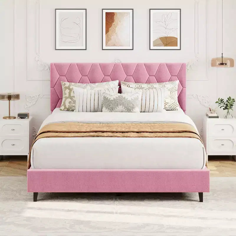 Upholstered Platform Bed Frame with Adjustable Headboard  Heavy-Duty, Noise-Free, No Box Spring Needed
