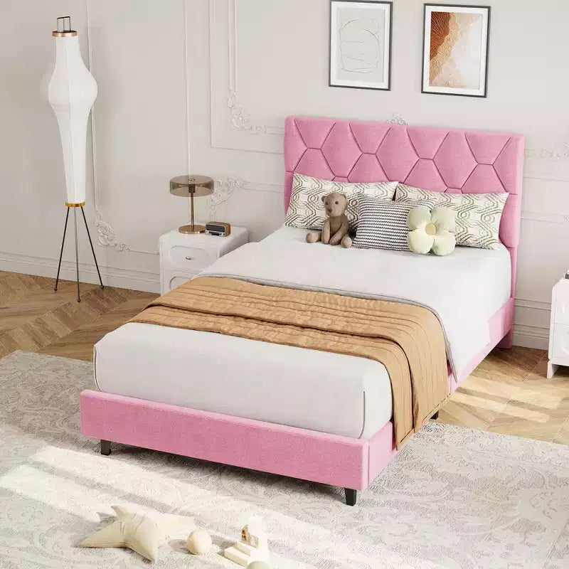 Upholstered Platform Bed Frame with Adjustable Headboard  Heavy-Duty, Noise-Free, No Box Spring Needed