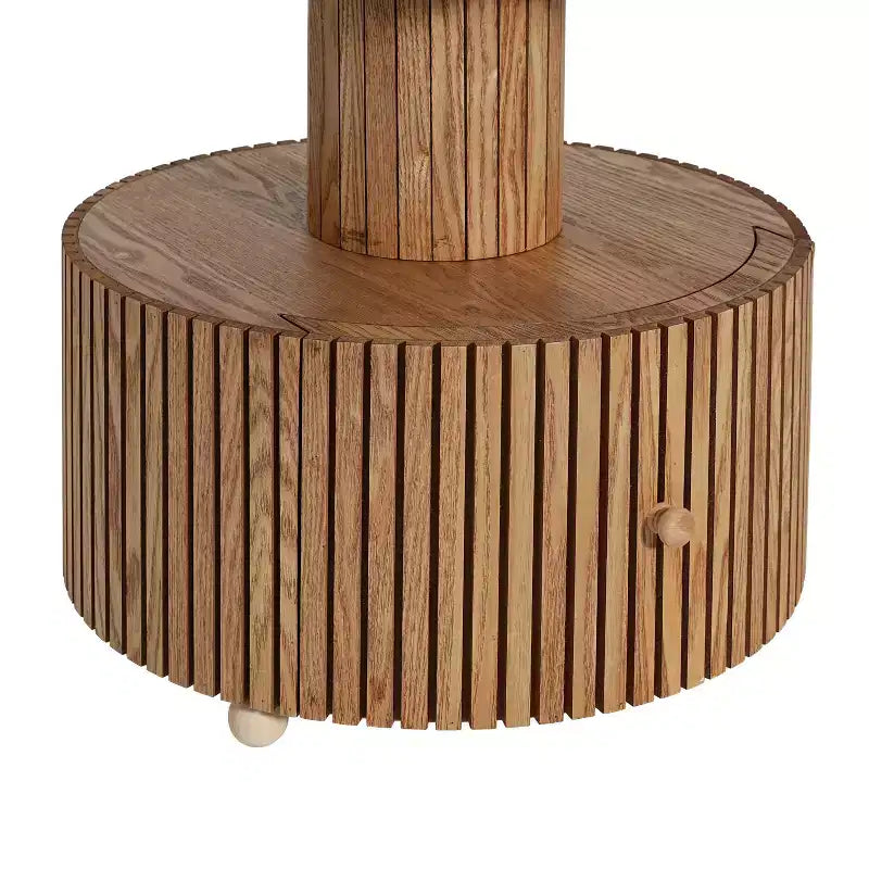 Evelyn Modern Stone-Look Resin Four-Leaf Clover Accent Side Table with Wood Base and Storage Drawer