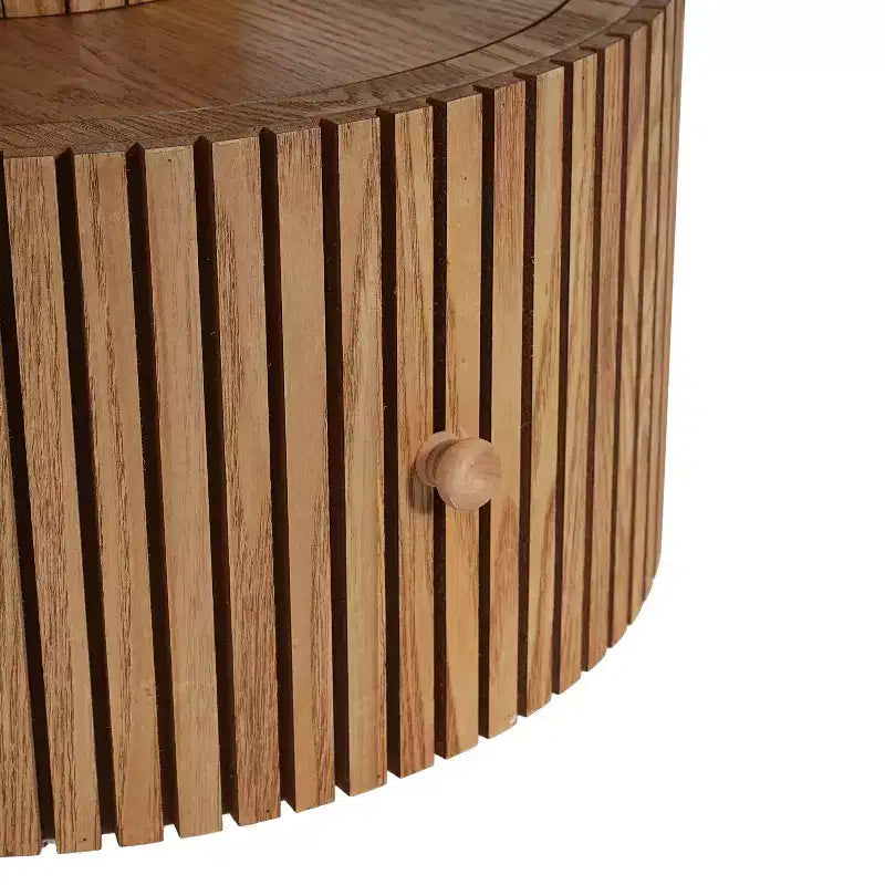 Evelyn Modern Stone-Look Resin Four-Leaf Clover Accent Side Table with Wood Base and Storage Drawer