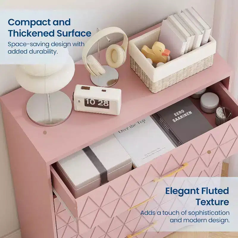 4-Drawer Wooden Dresser, Modern Storage Organizer with Metal Handles, Tall Chest of Drawers for Bedroom Living Room Hallway