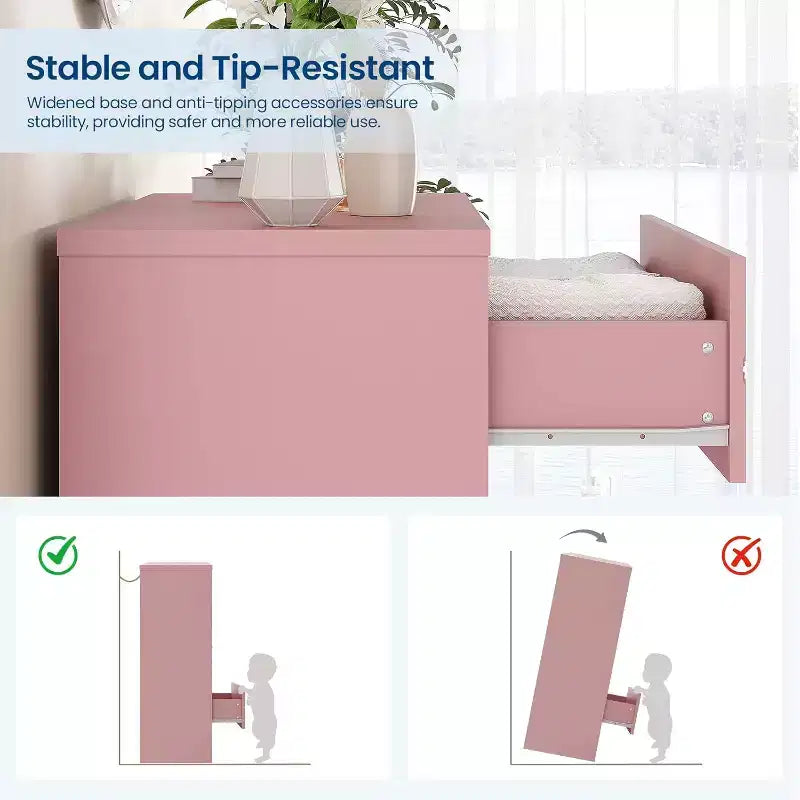 4-Drawer Wooden Dresser, Modern Storage Organizer with Metal Handles, Tall Chest of Drawers for Bedroom Living Room Hallway