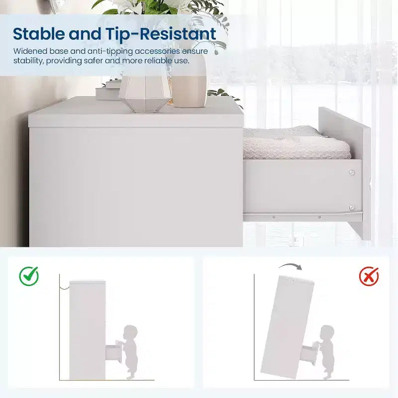 4-Drawer Wooden Dresser, Modern Storage Organizer with Metal Handles, Tall Chest of Drawers for Bedroom Living Room Hallway