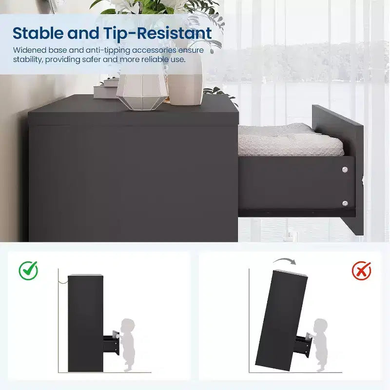 4-Drawer Wooden Dresser, Modern Storage Organizer with Metal Handles, Tall Chest of Drawers for Bedroom Living Room Hallway