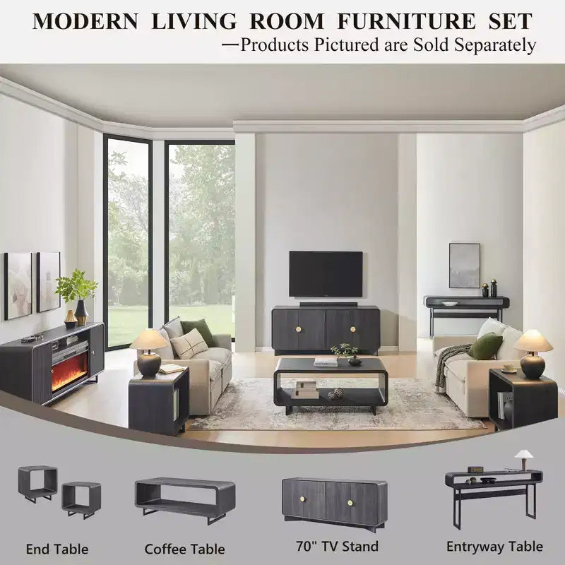 48 Coffee Table, Mondern Coffee Table with 2 Tier Storage Shelf, Wooden Rectangular Living Room Table with Wood Thick for Living Room