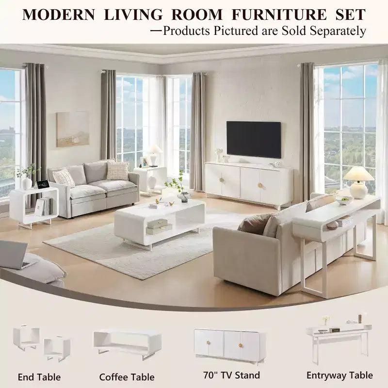 48 Coffee Table, Mondern Coffee Table with 2 Tier Storage Shelf, Wooden Rectangular Living Room Table with Wood Thick for Living Room