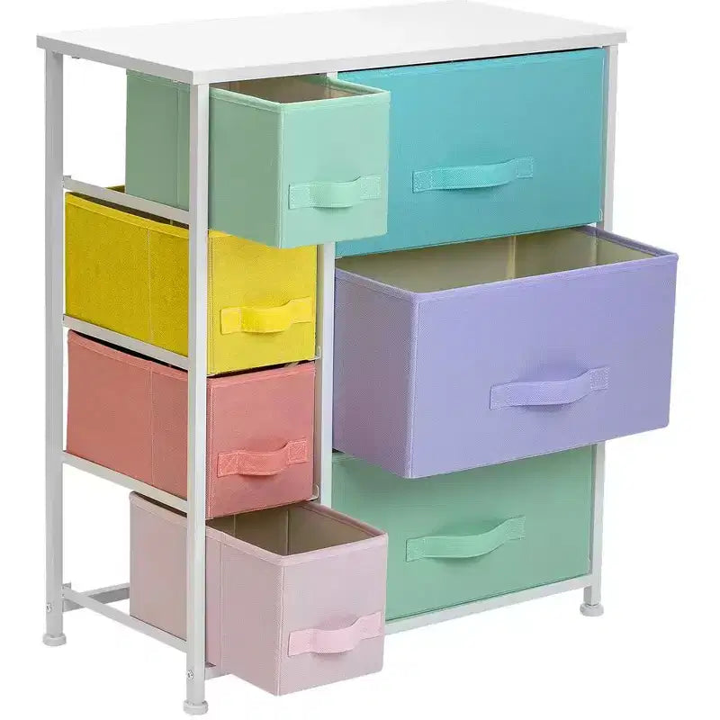 Dresser with 7 Drawers - Storage Chest Organizer with Steel Frame, Wood Top, Handles, Fabric Bins