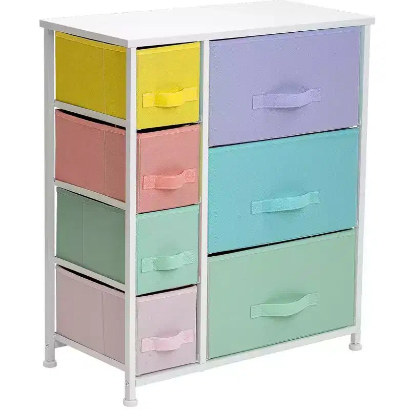Dresser with 7 Drawers - Storage Chest Organizer with Steel Frame, Wood Top, Handles, Fabric Bins